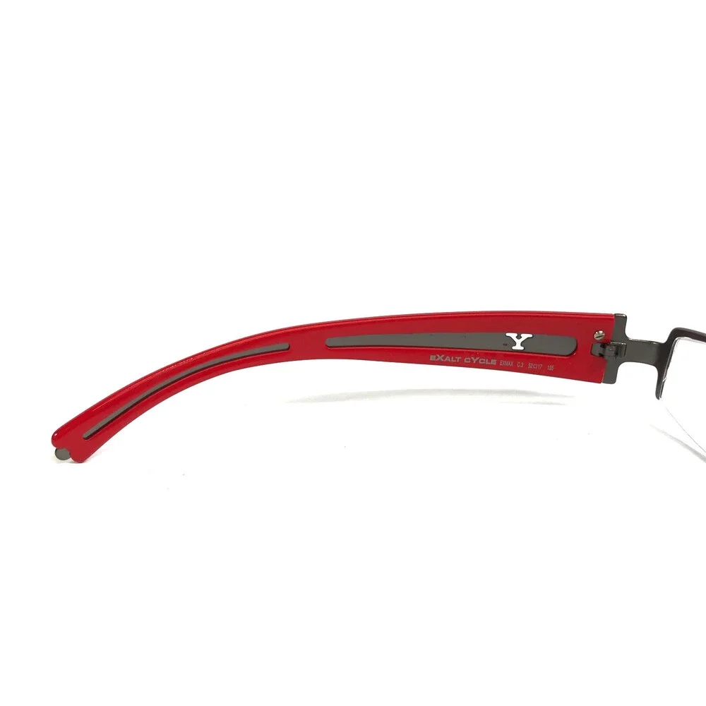 Exalt Cycle Eyeglasses Frames EXMAX C3 1107 Silver Red Black Rectangle 52-17-135
